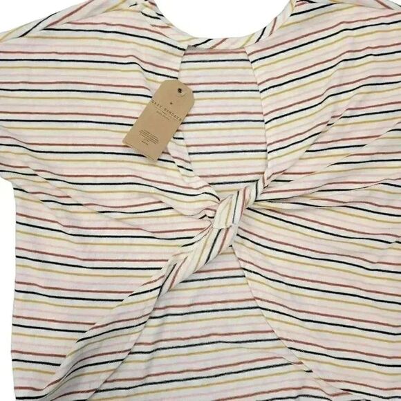 Lazy Sundays Women's Ivory Rayon/Poly/Spandex Lightweight Terry Cloth Striped Do - Picture 7 of 11